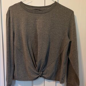 Women's Gray Twist-Front Long Sleeve Top